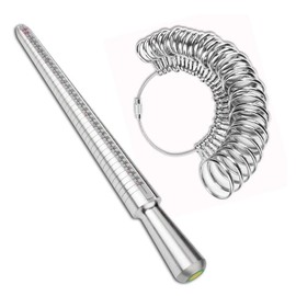 【Samucos】Ring Gauge 2-Piece Set, Ring Gauge Bar, Japan Standard Specification, Ring Measurement, Aluminum, Professional Jewelry Use, Ring - Measurement Size Bar, Supports Sizes 1 to 28, Gift