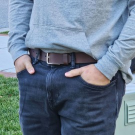 Joe's Jean Men's 38MM Non Stitched Casual Belt - 100% Full Grain Leather, Hand Made - Brown, 34