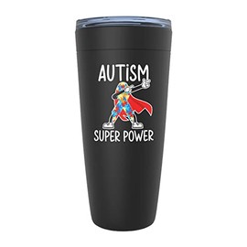 Autism Awareness Black Edition Viking Tumbler 20oz - Autism Super Power - Advocate Support Acceptance Autistic Neurodiversity Humanity Unity Kindness Empathy