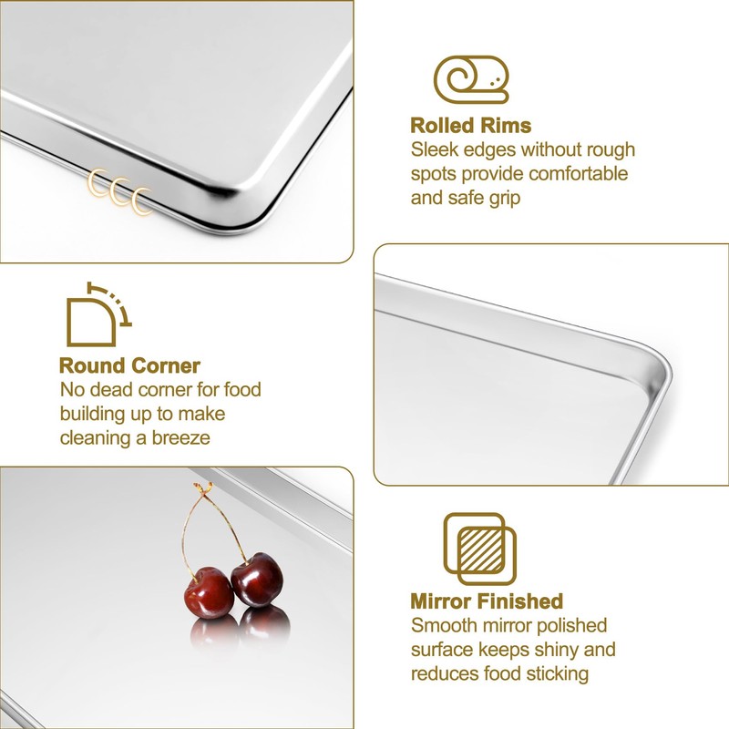 TeamFar Stainless Steel Baking Sheet with Rack Set, 16/12.5/9 Inch