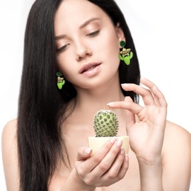 CSIYANJRY99 Cinco De Mayo Earrings for Women Mexican Earrings Fiesta Earrings Tequila Earrings Acrylic Pinatas Sombrero Dangle Drop Earrings Festival Accessories Party (A-Cactus)