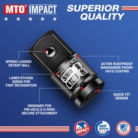 MTO 2-Piece Impact Socket Adapter and Reducer Set, 3/8" Female to 1/4" Male Reducer, 1/4" Female to 3/8" Male Adapter, CR-MO, for Impact Wrench & Ratchet Use