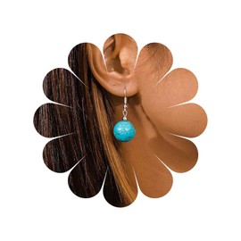 Cybche Boho Blue Turquoise Earrings Turquoise Round Earrings Ethnic Turquoise Drop Earrings Silver Turquoise Dangle Hook Earrings Turquoise Round Ball Earrings Jewelry for Women
