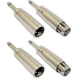 Young Wolf 4Pcs 3 Pin XLR to 1/4 Microphone Audio Adapters XLR Socket to 6.35mm Male Jack Mono Plug Conversion Connector Set
