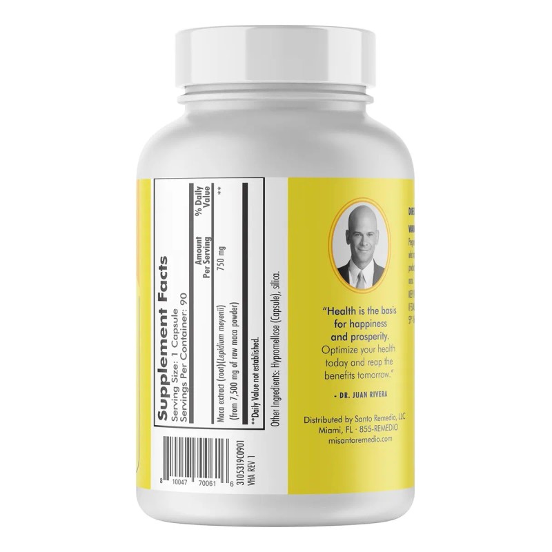 Santo Remedio Maca 750 Mg Suplemento Energía 90 Cápsulas
