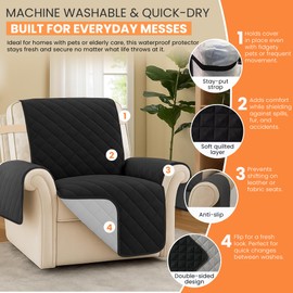 Easylife Reversible Furniture Protector, Waterproof Chair Cover, Armchair Cover, Armchair Protector, Furniture Protector, Machine Washable - Fully Guaranteed