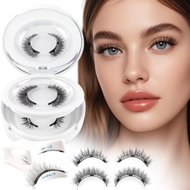 Glowing Win Magnetic Eyelashes with Applicator 2 Pairs Magnetic Eye Lashes Natural Look Reusable False Eyelashes No Glue Needed Without Eyeliner Easy to Wear and Remove