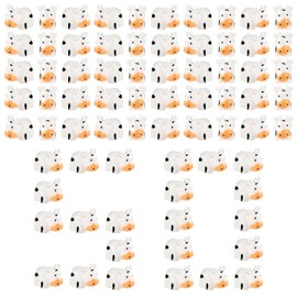 Prasacco 50 Pack Mini Cow Figurines Tiny Resin Animals Cute Mini Resin Animals Miniature Animals Figurines Moss Landscape Garden DIY Ornaments Accessories for Indoor Outdoor