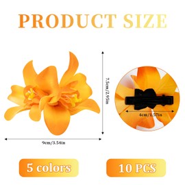 5 Colors Flower Hair Clips,Red Orange Hawaiian Flower Hair Pins,Artificial Bohemian Flowers for Women and Girls Wedding Beach Party Bridal Tropical Floral Hair Accessories
