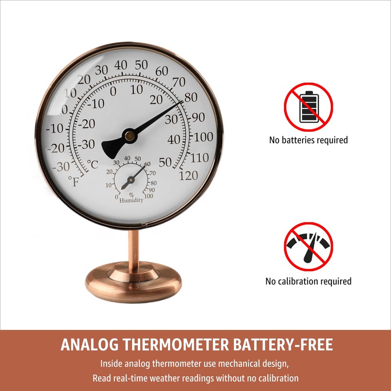 Foxyoo 4-Inch Indoor Thermometer and Humidity Gauge, Room Analog Temperature