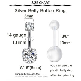 QWALIT Belly Button Piercing Kit Gun Belly Piercing Kit Belly Button Piercing Gun Navel Piercing Kit Belly Button Ring Piercing Kit Silver Belly Piercing Gun