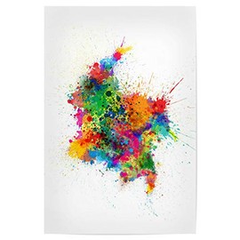 artboxONE Poster 30 x 20 cm Travel Colombia Paint Splashes Map - Colombia Map Bogota Colombia Map