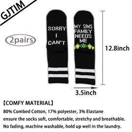 2PAIRS Game Gift I Can't My Sim Needs Me The Sim Gift Funny Gaming Socks For Gamer （My Sims）