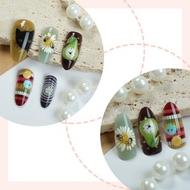 Almond Press on Nails Short False Nails Cute Insect Floral Button Designs Full Cover Acrylic Nails Animal Print Fake Nails Glossy Stick on Nails for Women Nails DIY Manicuare 24 Pcs