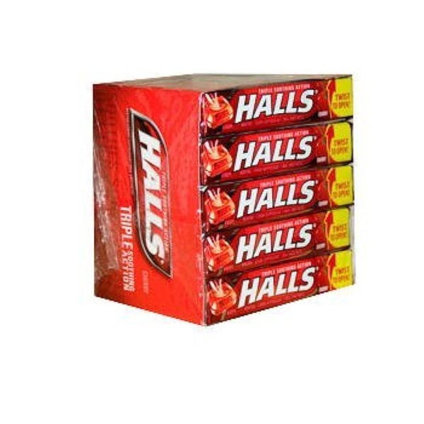 Halls Halls Cherry Cough Drops - with Menthol - 180 Drops (20 sticks of 9 drops), 20 Count