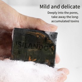 ISILANDON Kojic Acid & Bamboo Charcoal Soap Infused with Tea Tree Oil and Aloe Vera for Whitening and Oil Control