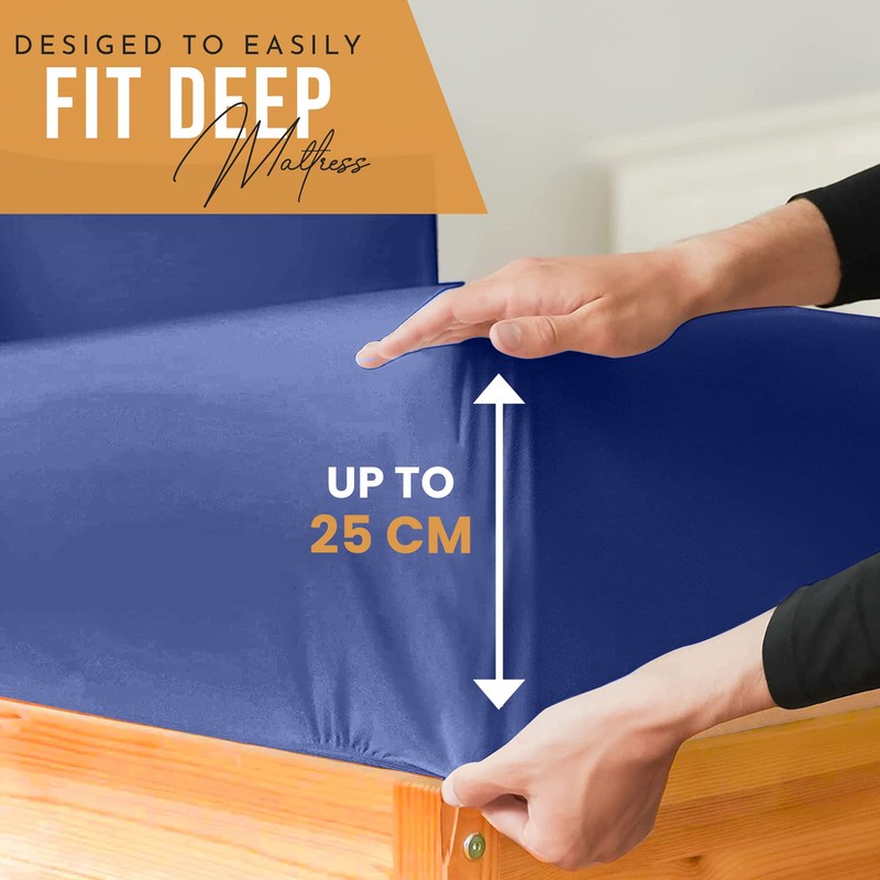 HOME ACE Royal Blue Single Bed Sheet - Fitted Sheet,
