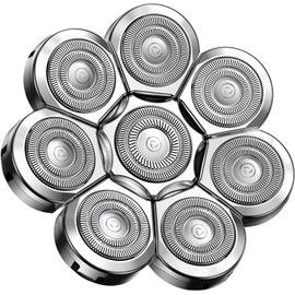 Lovcoyo Ersatzklingenkopf für Glatzen Rasierer Herren Elektrisch, 8D-Nass- und Trocken-Scherköpfe kopfrasierer, Universal-Rasierer Herren Elektrisch, Kopfrasierer Glatze, Silber