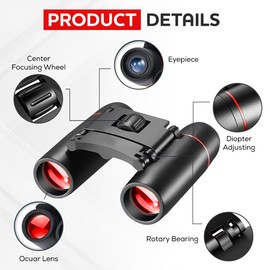 JAZOON 30X60 Compact Binoculars for Adults and Kids，Lightweight Foldable Easy Focus Small Binoculars for Bird Watching Hunting Concert Traveling Theater Opera Sightseeing