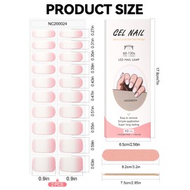 EBANKU 40 PCS Semi Cured Gel Nail Strips, Gel Nail Stickers Long Lasting Gel Nail Strips- Easy to Apply & Remove for Salon-Quality Pedicure| Pink