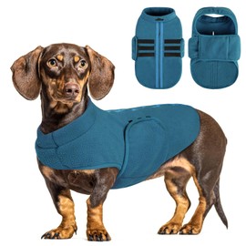 PUZAUKAL Dog Jumper Fleece Vest Dog Coats Winter Warm Dog Vest for Small Dogs Soft Fleece Dog Jacket with Harness Jumper for Medium Large Dog Cat Peacock Blue (M)
