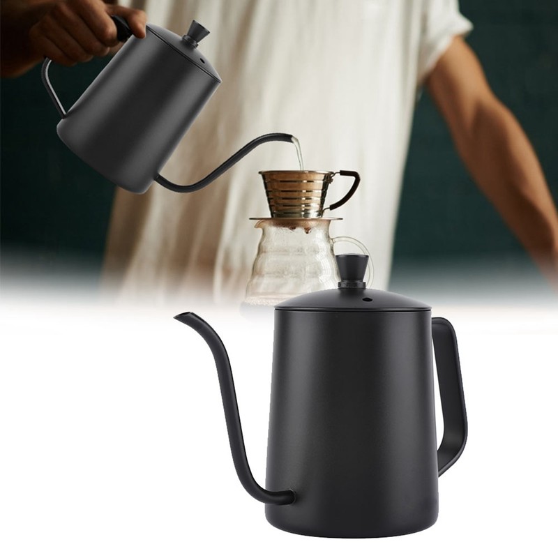 550ml Stainless Steel Long Gooseneck Coffee Pot Kettle with Lid
