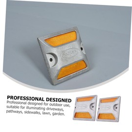 HANABASS 2Pcs Road Reflectors Aluminum Commercial Driveway Reflectors Ground Markers for Pavement and Parking Areas Night Visibility Outdoor Safety