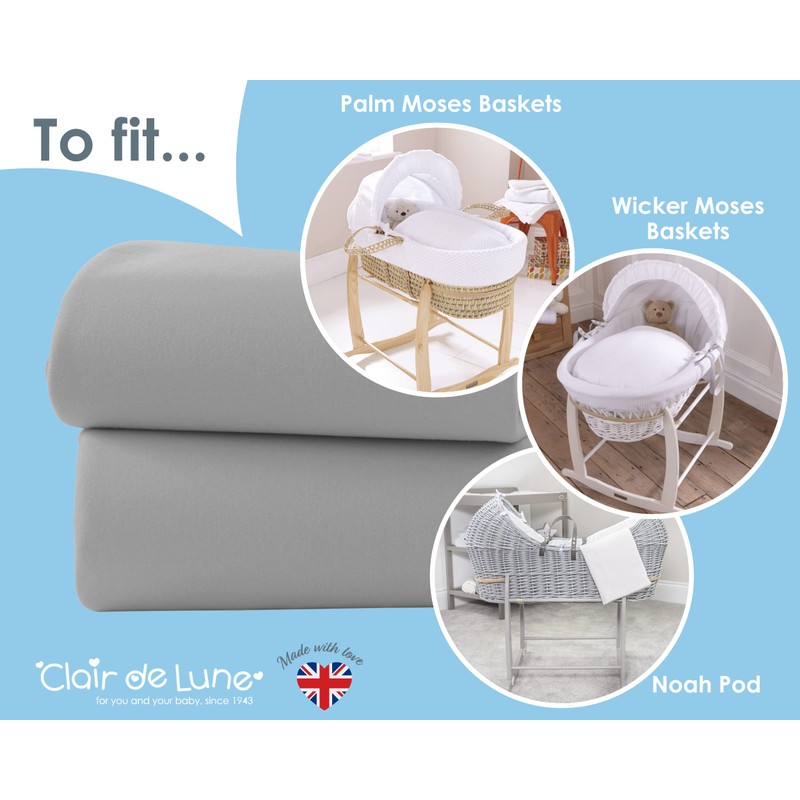 Clair de Lune Moses Basket Fitted Sheets | Value Pack