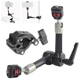 FIFIELD 7" Articulating Heavy-Duty Magic Arm Clamp Mount with Super Clamp, 360° Dual Ball Head & 1/4" ARRI Locating Pin&Holes, Camera Monitor Mount for Camera, Phone, LED Light