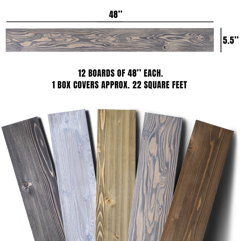 BoscoMondo 5.5 Inches Wide Barnwood Wall Planks, Rustic Solid Wood