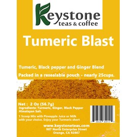 Turmeric Blast– Herbal tea 2 Oz (25 Cups) Natural Ingredients: Turmeric Black Pepper, Ginger and Himalayan salt –Keystone Teas & Coffee