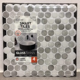 Smart Tiles SM1188 8.95" W X 8.97" L Gray Glazed Vinyl Adhesive Wall Tile 4 pc