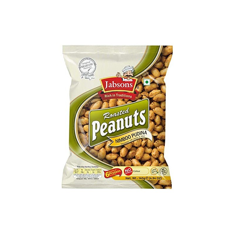 Jabsons Roasted Peanut (Nimboo Pudina Flavour) 140gm - Pack of