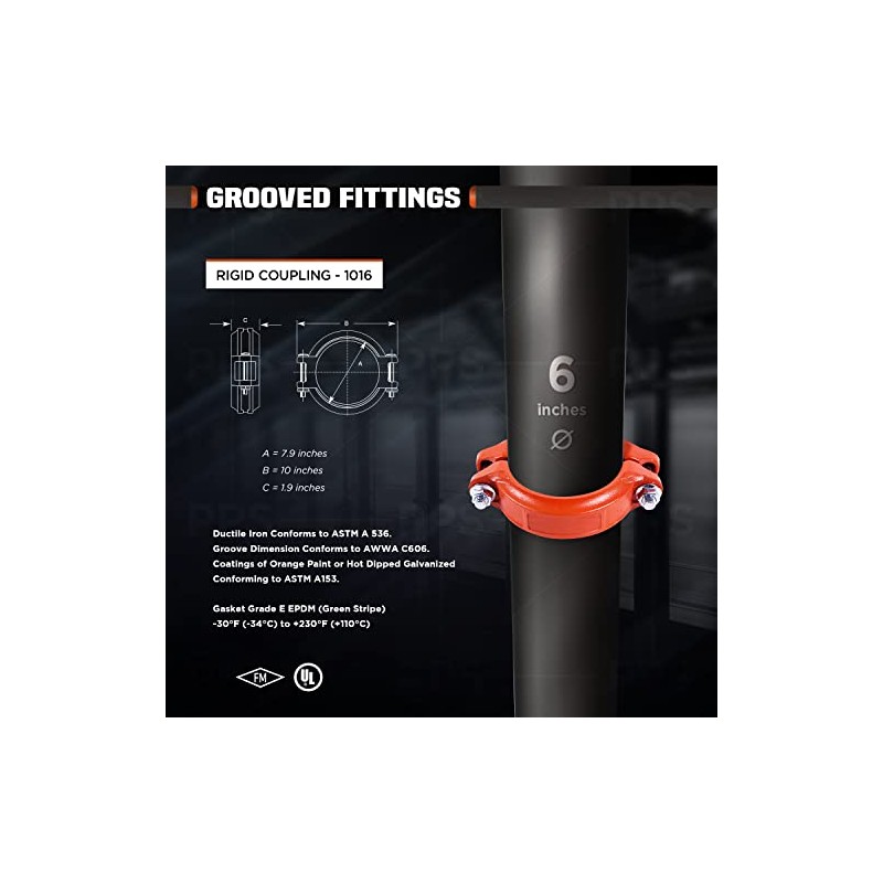 6" Grooved Rigid Coupling for Pipes in Wet and Dry