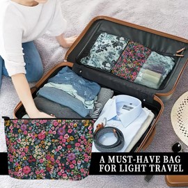 ADQWIOVL Cosmetic Bag Makeup Bag, Birthday Gifts for Women Mom, Cute Canvas Toiletry Bag, Durable Travel Toiletry Makeup Organizer Zipper Pouch, Lipstick Pouch, Cute Colorful Flowers