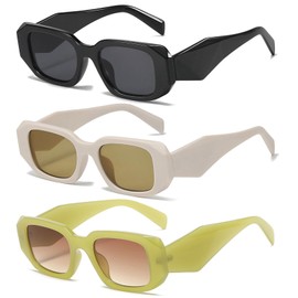 Trendy Rectangle Sunglasses for Women 90s Retro Style Sun Glasses Outdoor Travel 100% UV Protection Goggles