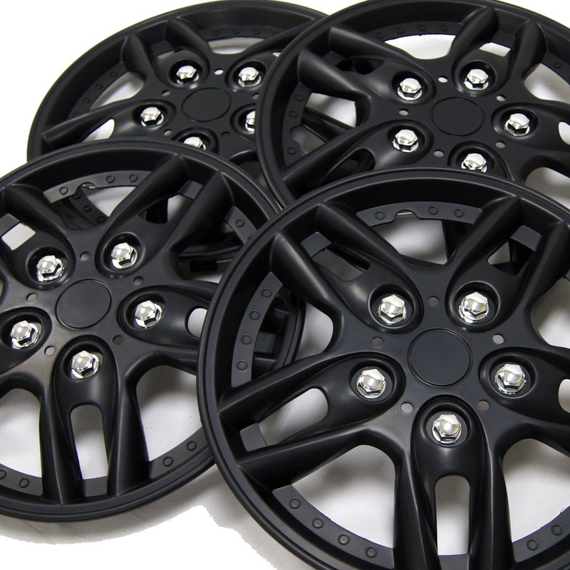 TuningPros WSC3-515B15 4pcs Set Snap-On Type (Pop-On) 15-Inches Matte Black
