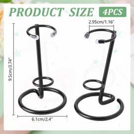 NBEADS 4 Pcs Small Crystal Wand Display Stand, Iron Arms Display Stand Display Easel Holder for Small Gemstones Crystal Mineral Agate 2.4x3.7 inch, Black