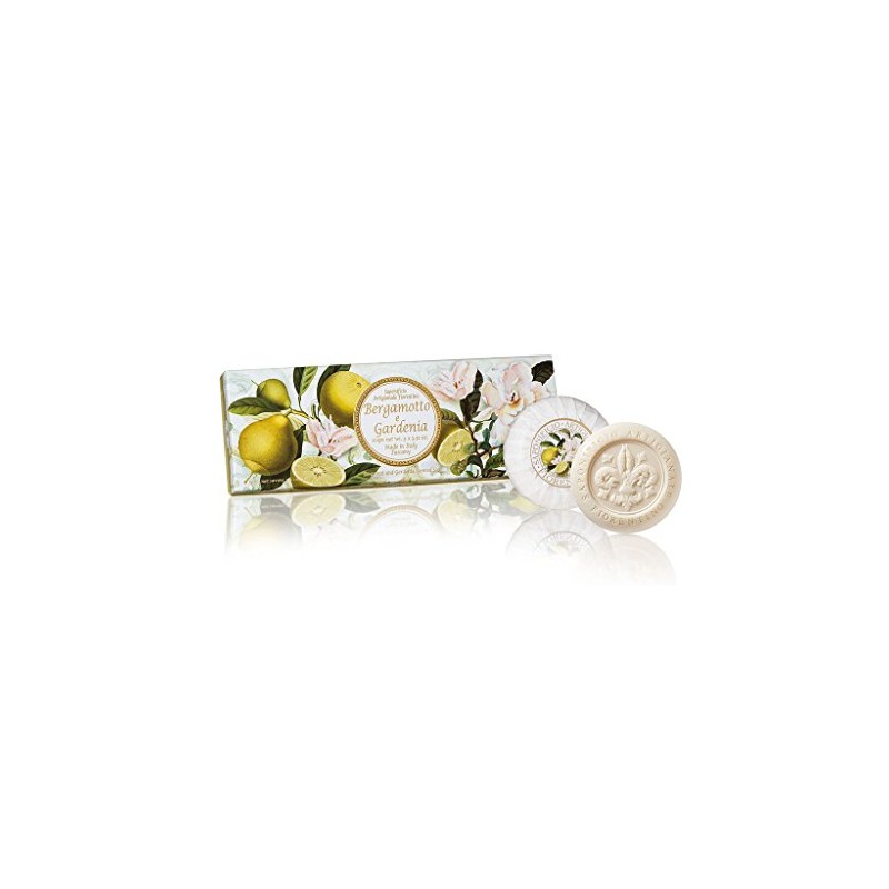 Bergamotte- & Gardenienseife, rund 3 St je 100g, handgemachte italienische