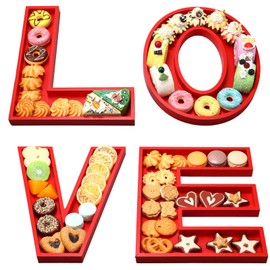 Hushee 4 Pcs Valentine‘s Day Love Letters Charcuterie Board Serving Tray Valentine Letter Serving Dish Trays and Platters Cheese Board Plates for Candy Cookie Home Party Table Decor