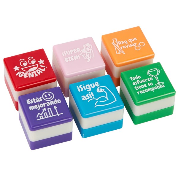Set of 6 Motivational Square Stamps for Teachers and Children,