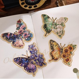 4 Pieces Metal Butterfly Bookmarks, Golden Clips Bookmark Monet Van Gogh Oil Painting Theme Book Mark Bookmarks for Book Lovers Women Writers Readers Children Teens