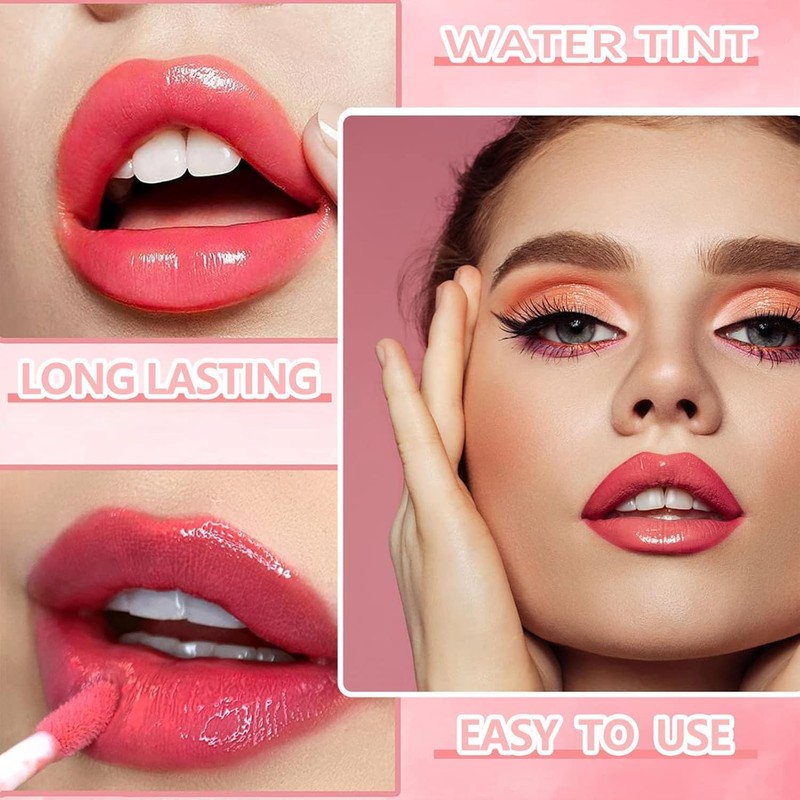 6-Farben Lippenstift-Tint-Set, Mini Flüssiger Lippenstift Langzeit-Haftende Lippenfarbe, Wasserfeste Transferfeste Tönung,
