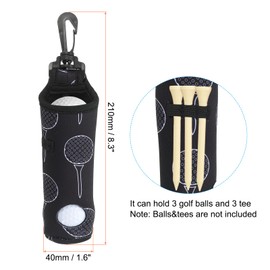 PATIKIL Golf Ball Carry Bag, Golf Tee Holder Pouch Portable Neoprene Golf Ball Holder with Clip for Men and Women, Black