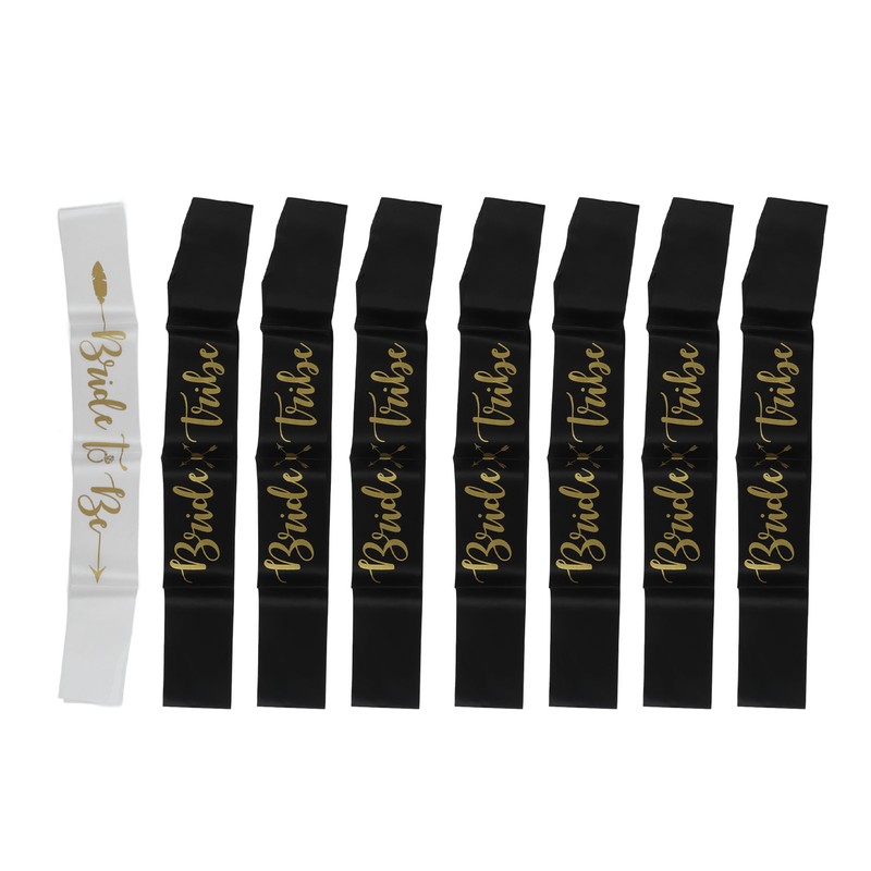 8Pcs Bride Bridesmaid Sash Gold Letters Hypoallergenic Material Wedding Bride