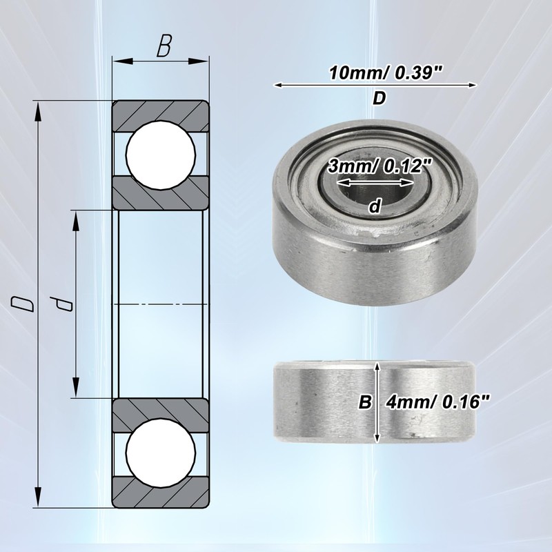 ACROPIX Bearings 1030ZZ Ball Bearings P6 3x10x4mm Double Shielded Silver
