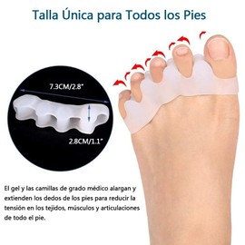 Separadores de Dedos de Gel de Cinco Orificios - 2 Pares Foot Yoga Toe Enderezadoras, Separadores de Gel para los Dedos, para el Alivio del Dolor de juanetes, Hallux Valgus, Dedos Torcido