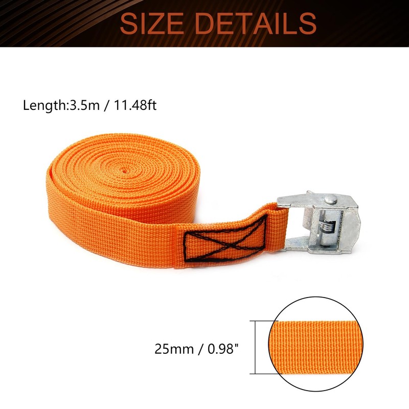 MroMax 0.98" Width x 11.48ft Length Lashing Straps Polypropylene Cam