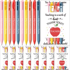 Sayglossy 12 Set Teacher Appreciation Gifts Bulk 2025 Teacher Week Gifts with Teach Sign Ballpoint Pens with Greeting Cards Thank You for Teacher's Day Graduation School Office Supplies