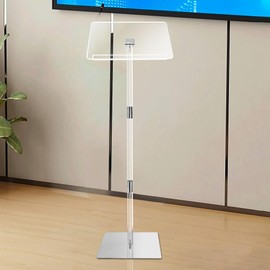koretech Podium Stand, Lecterns & Podiums, Acrylic Podium, Portable Podium Stand, Adjustable Angles with Metal Base, Podium for Classroom, Church, Weddings, Speech, 16" L x 12" W x 43" H, Clear
